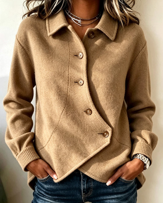 Jakke Solid Uregelmessig Casual