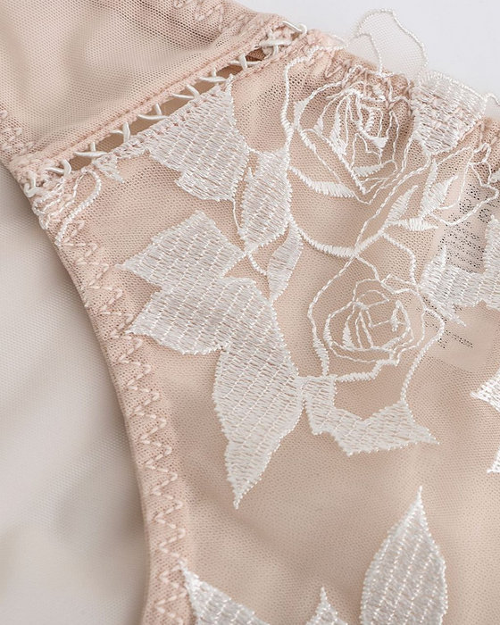 Bh Dame Ultra Tynn Sexig Rose Broderi Knipling