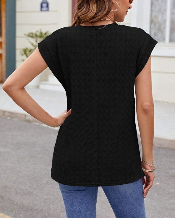 T-Skjorte Rund Hals Ensfarget Kort Erm