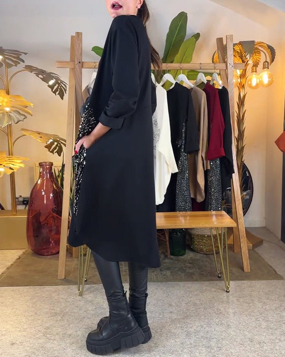 Kjole Langermet Løs Paljett