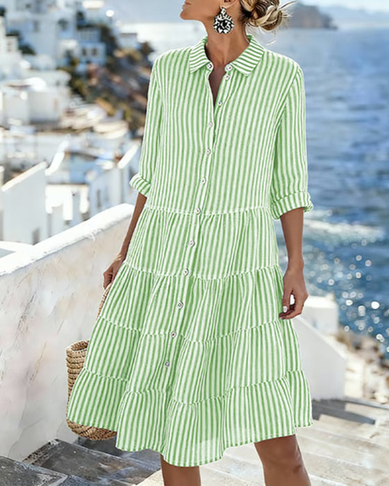 Kjole Vertikalstripet Skjorte