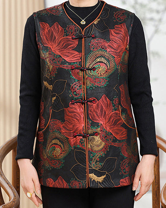 Vest Retro-Chic Oriental Blomsterbroderi
