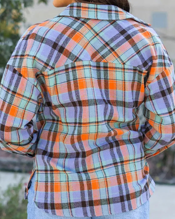 Bluse Fargeblokk Rutete Uformell Skjorte