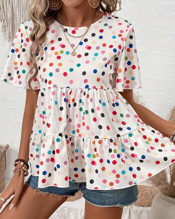 Bluse Fargerik Polka Dot Babydoll