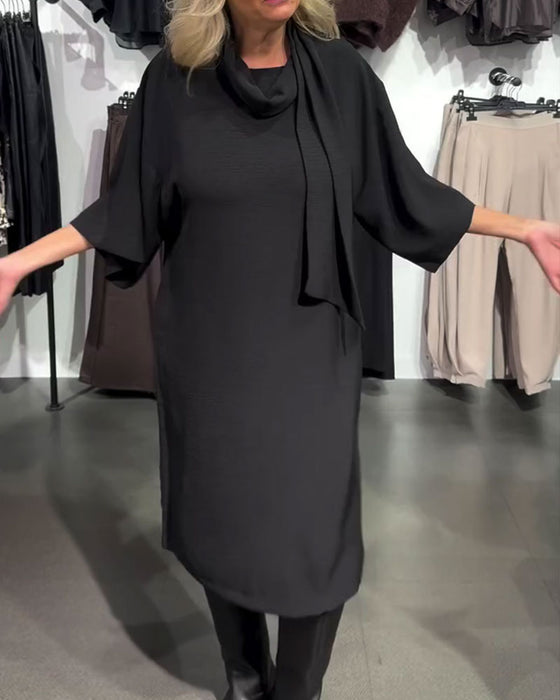 Kjole Skjerfkrage Bånd Knyt Halv Erme