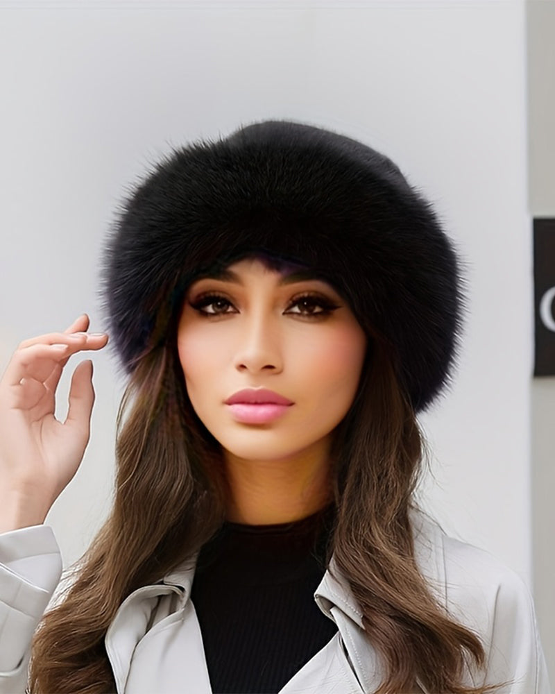 Damehatt I Mongolsk Stil Med Tykt Og Varmt Plysjmateriale