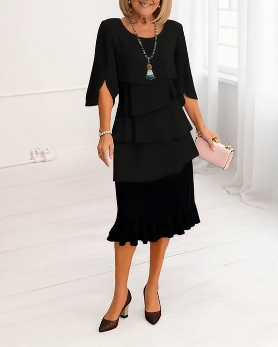 Kjole Stilig Rund Hals Etasje