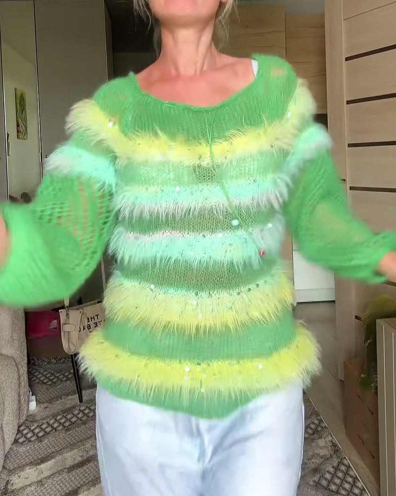 Overgangsfarge Hullstrikket Rundhalset Genser