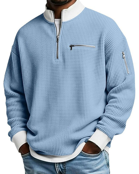 Sweatshirt Ståkrage Kontrasterende Glidelås