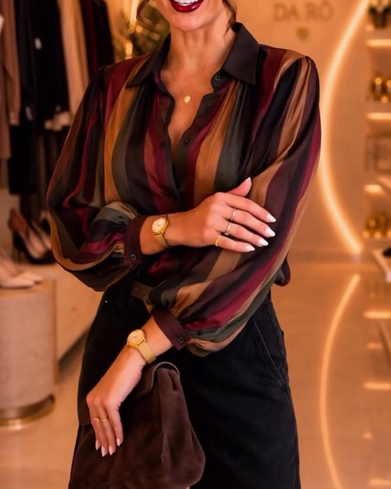 Bluse Retro Stripe Puffererme