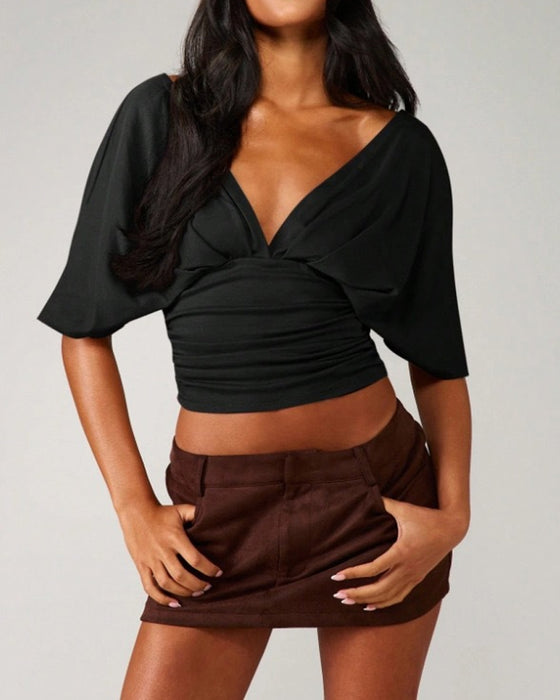 Topp V-Hals Flagermus Erme Midje Slips