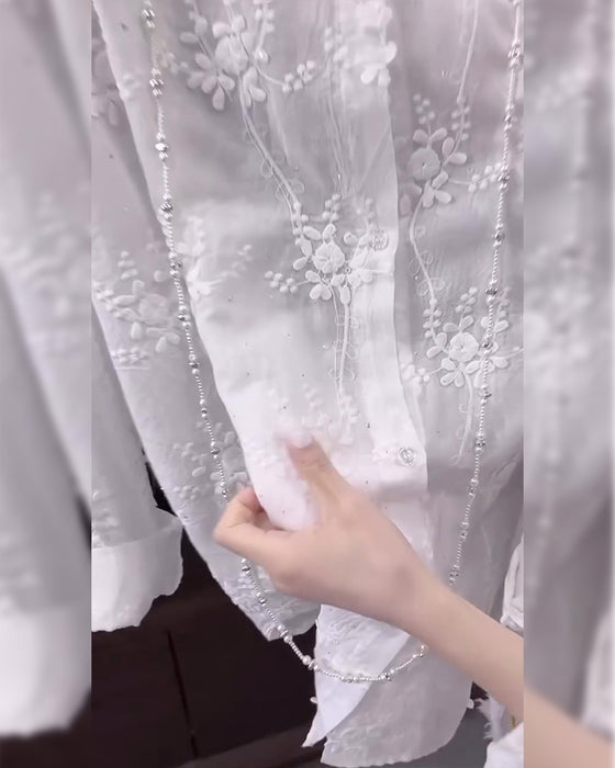 Skjorte Ensfarget Brodert Dropped Shoulder