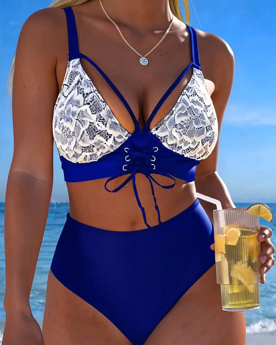Bikini Blonder Patchwork Knytte-Side