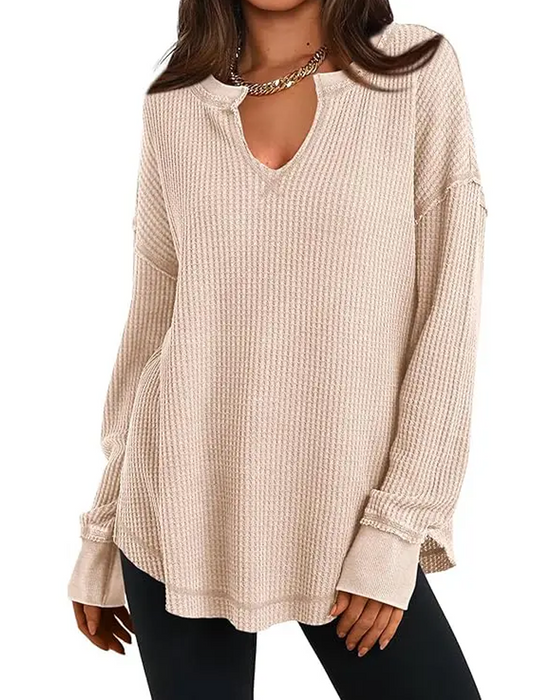 Topp Vaffel Henley Lang Erme