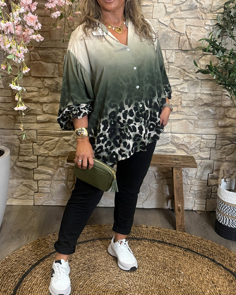 Bluse Gradient Leopardskinnsmønster Langermet