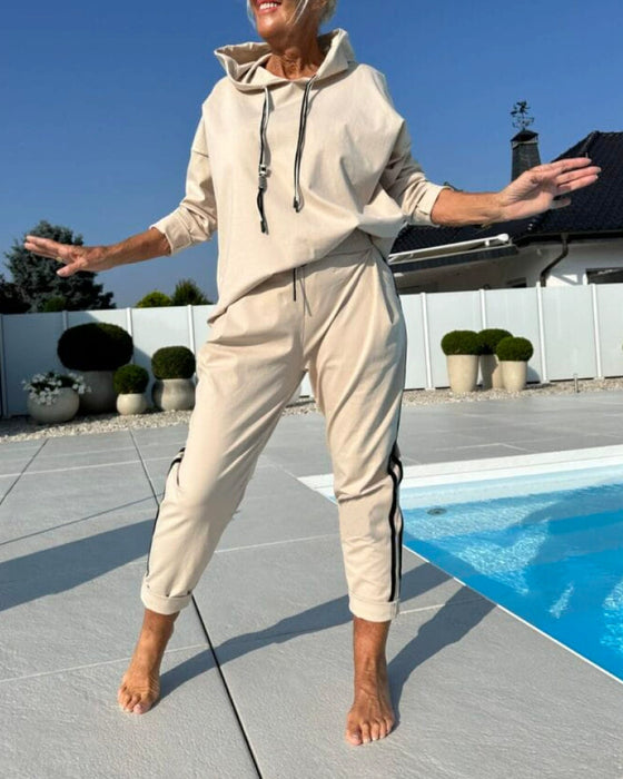 Kasual To - delssett Med Damenes Kapuzenhodeie Og Bukser