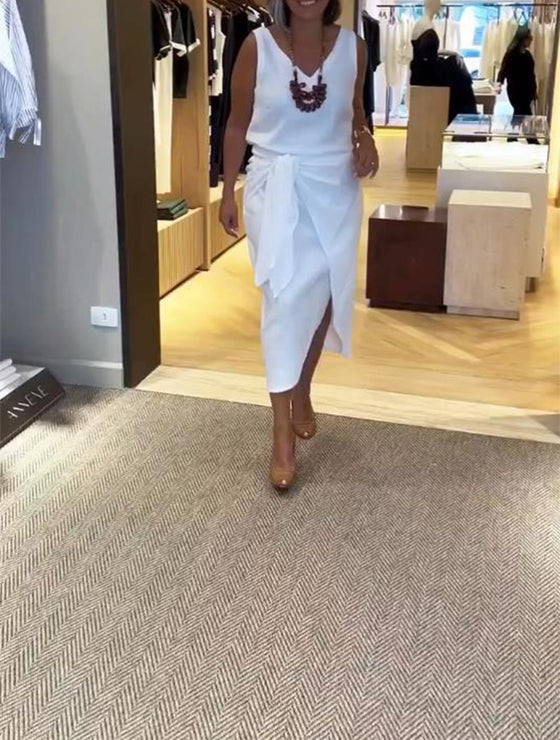 Kjole Ermløs V-Utsnitt Ensfarget