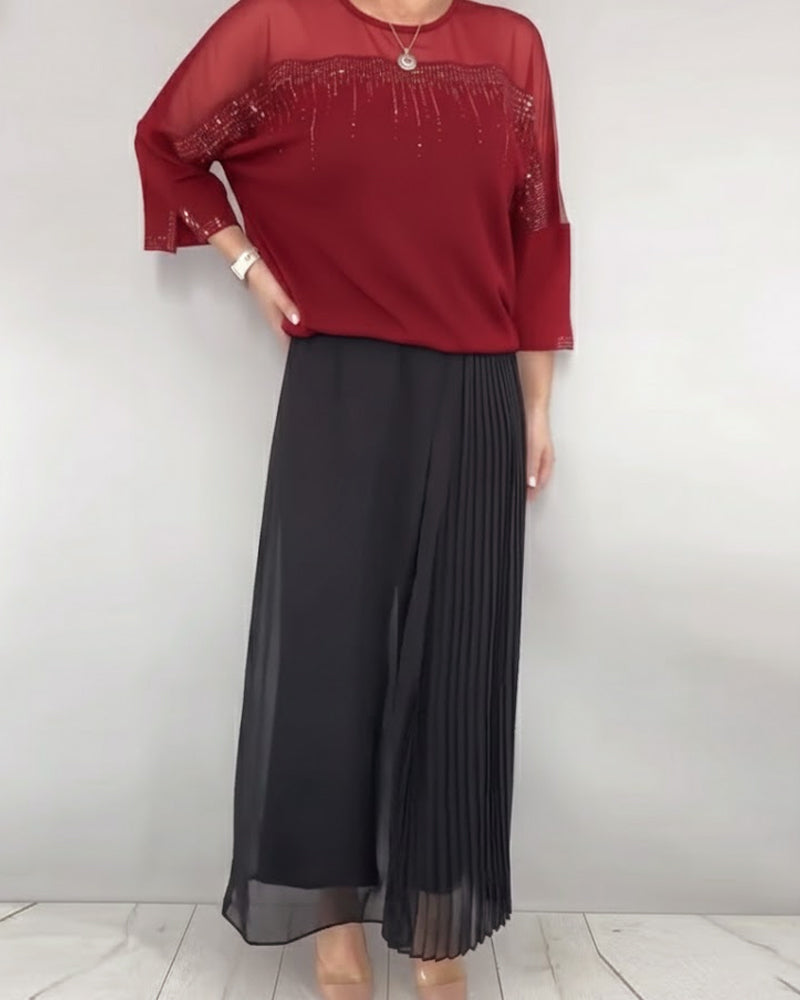 Bluse Mesh Spleising Løs