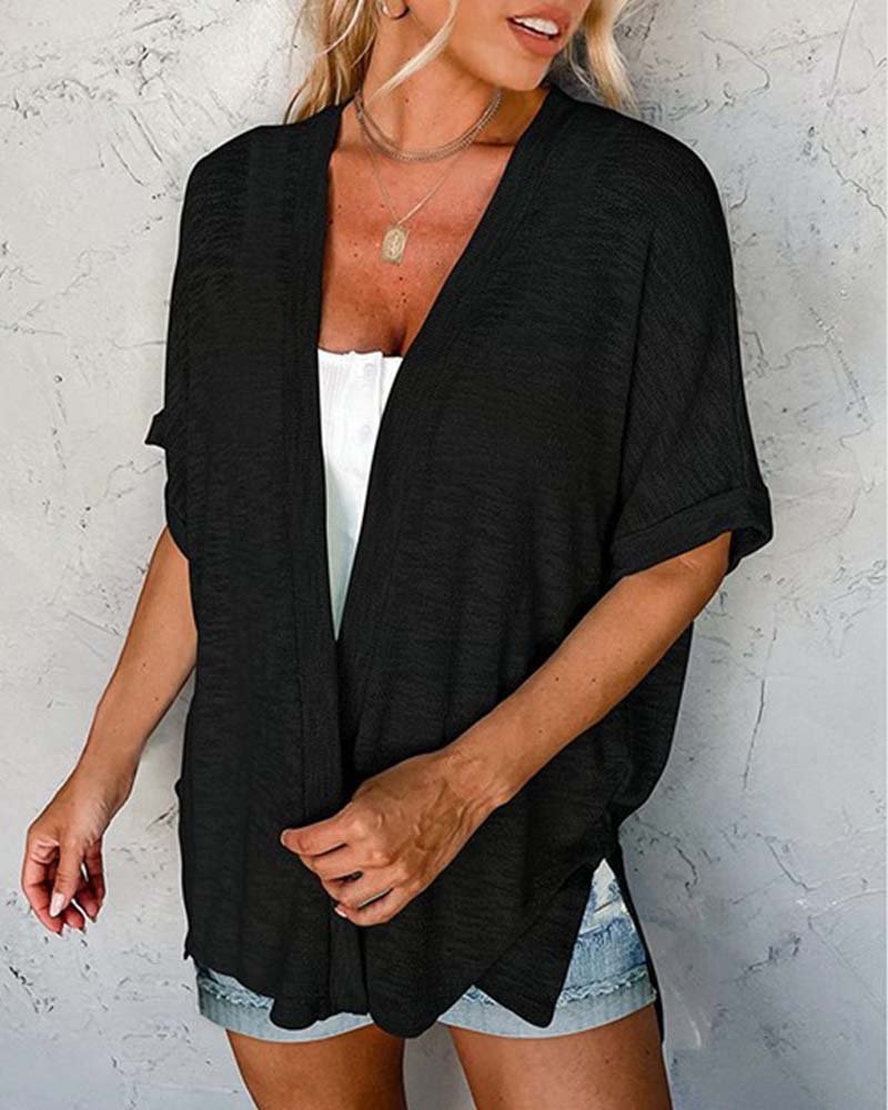 Jakke Kortsermet Avslappnet Ensfarget