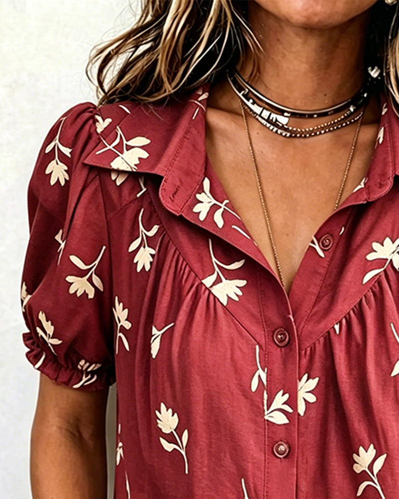 Bluse Boble Erme Casual Rynket