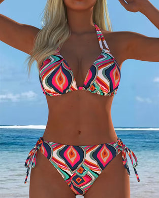 Bikini Fargerik Geometrisk Halter