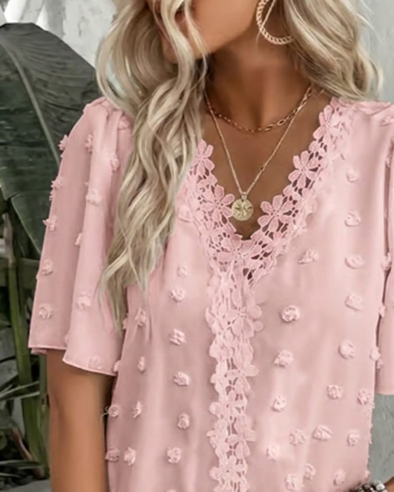 Bluse Sammenføyd Jacquard Rysjeerme