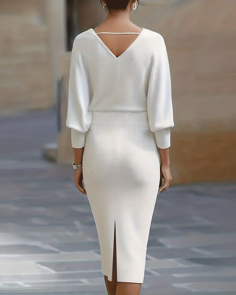 Set Splittet Skjørt & Drapert Topp Koord