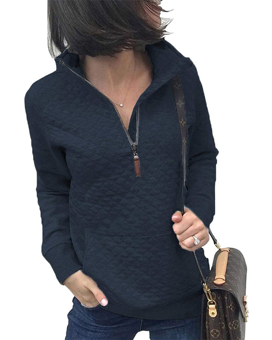 Sweatshirt Avslappet Glidelås Lang Erme