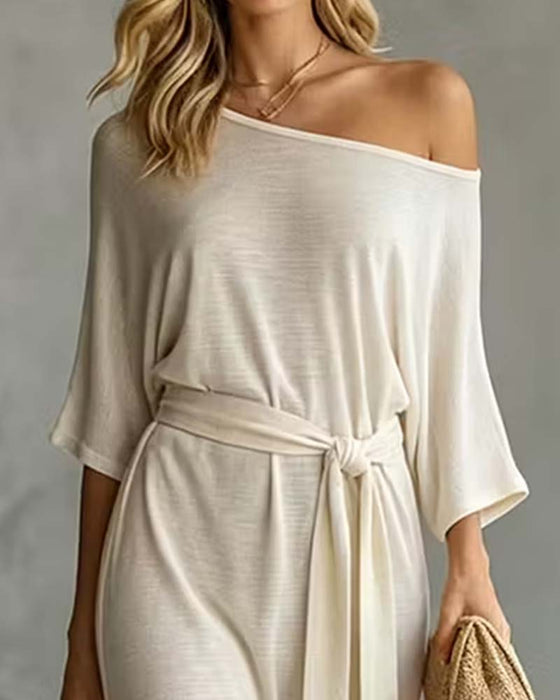 Kjole Off-Shoulder Knyting Splitt