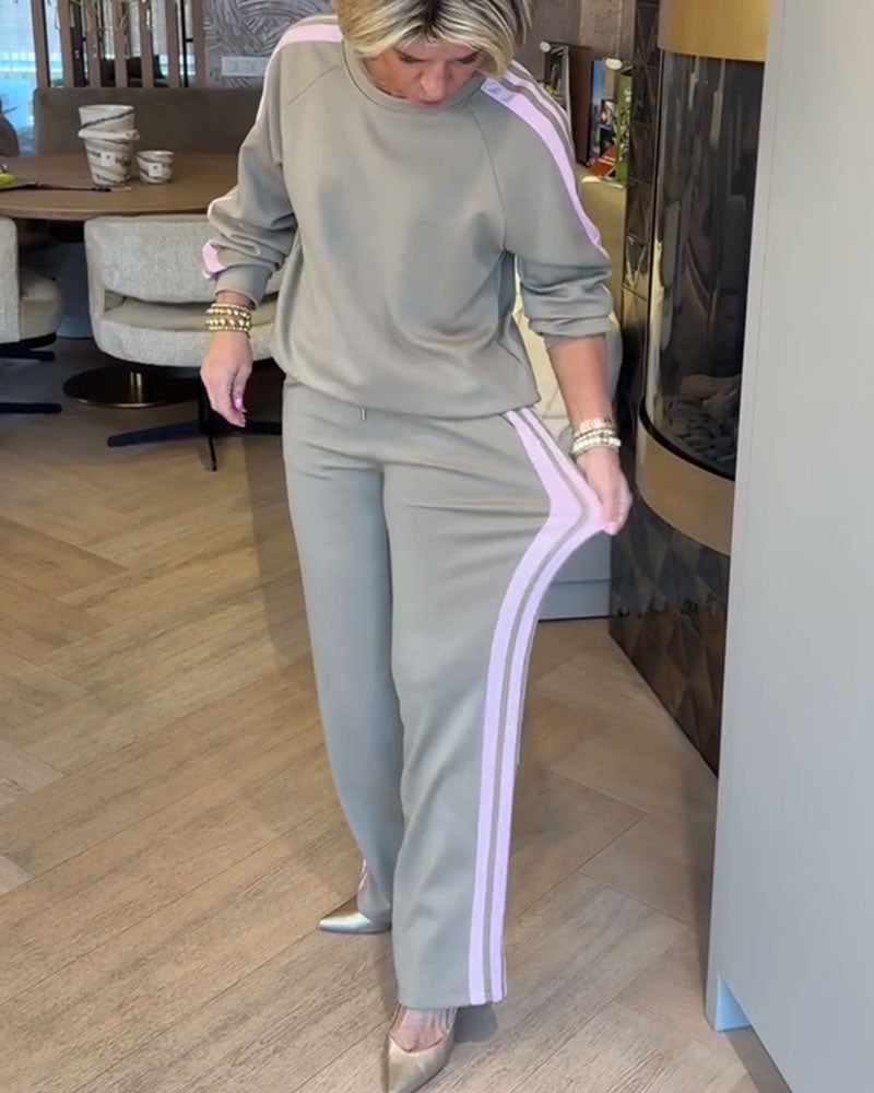 Sett Med Løs Stripet Sweatshirt