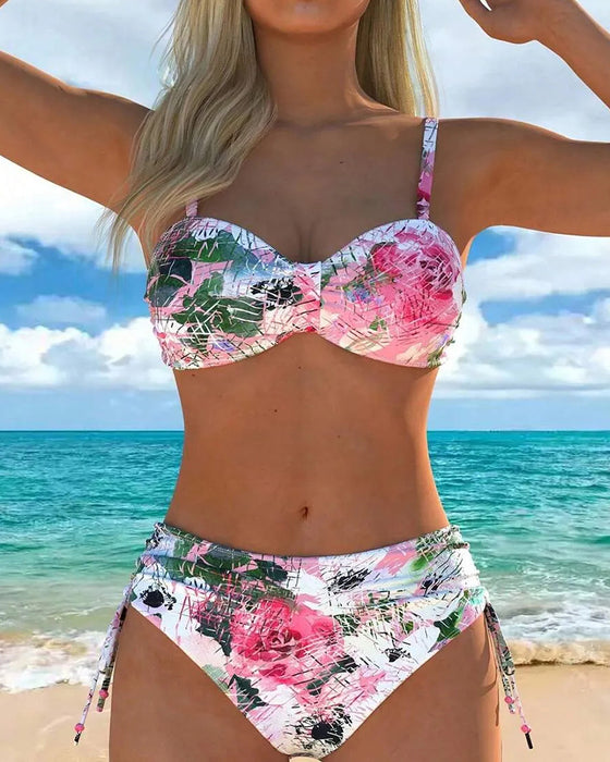 Bikinis Rosa Og Hvit Rose Trykk