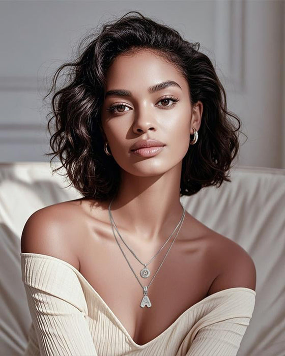 Halskjeder Initial Bokstav Anheng 2 Pakke