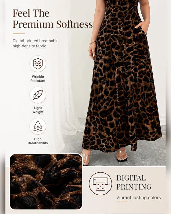 Kjole Avslappet Leopard Maxi
