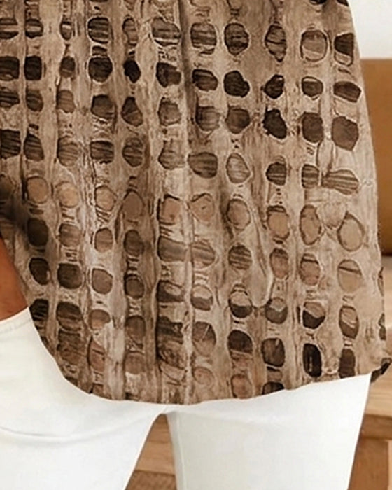 Bluse Prikket Trykk Knapp Halv Stolpe