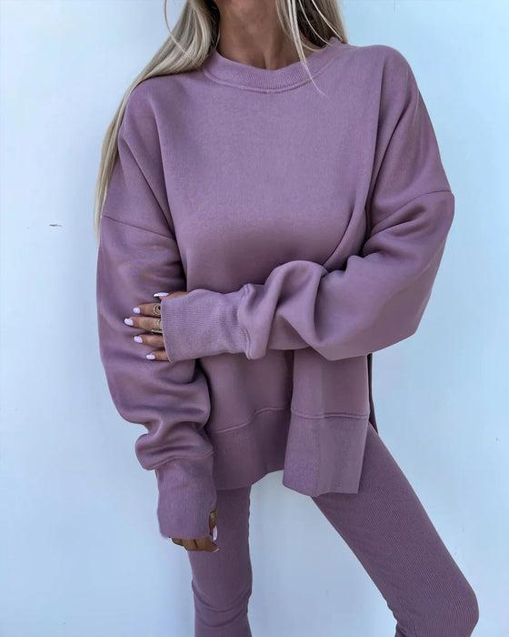 Sett Slim Bukse Løs Sweatshirt