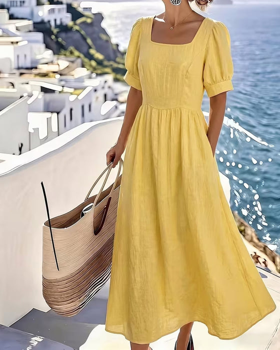 Kjole Firkantet Hals Elegant A-Linje Utvidet