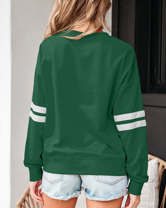 Fargeblokkert Langermet Rundhalset Sweatshirt