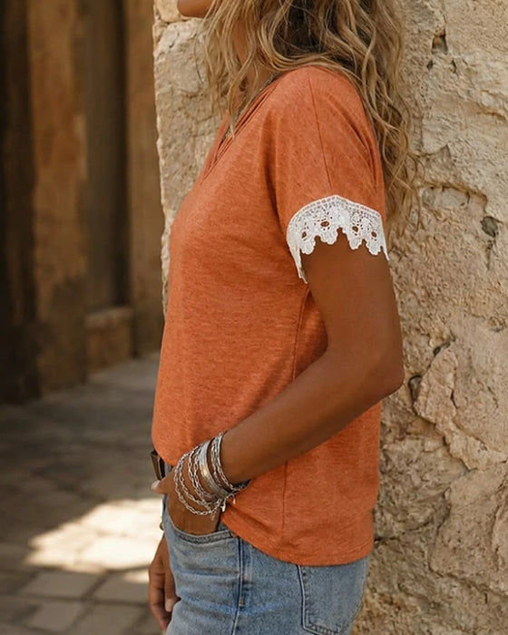 T-Shirt V-Hals Kors Blonder Patchwork