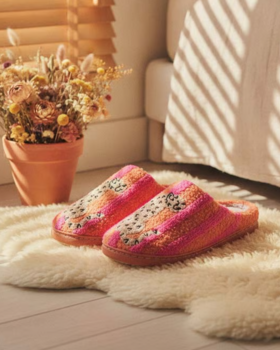 Dame Retro Stripet & Leopard Lodne Tøfler