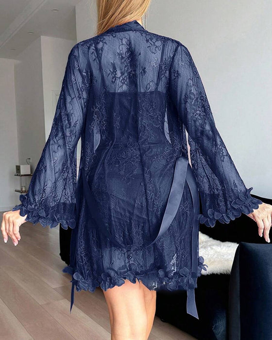 Kjole Blonde Dekke Spagettistropp Blondekant Pyjamas