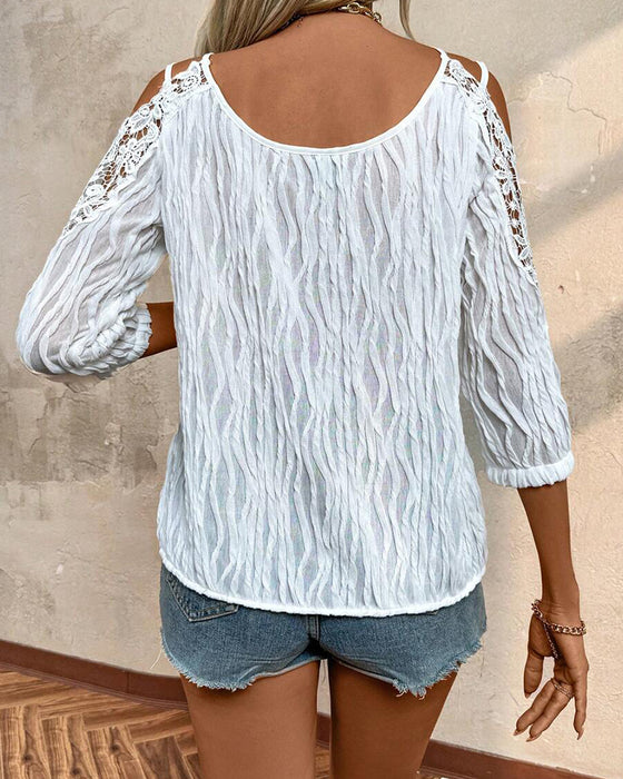 Bluse Blonde Off-Skulder Rynket Teksturert