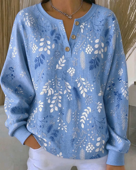 Sweatshirt Vaffel Henry Krage Blomstermønster
