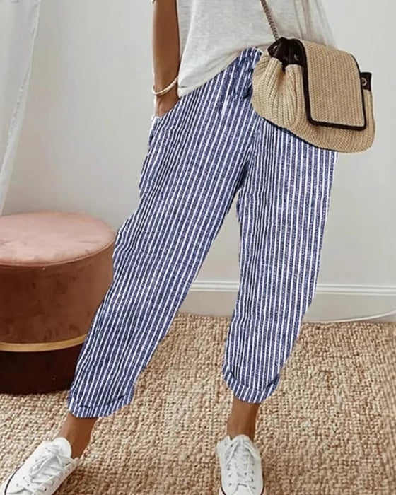 Bukse Casual Stripet Croppet