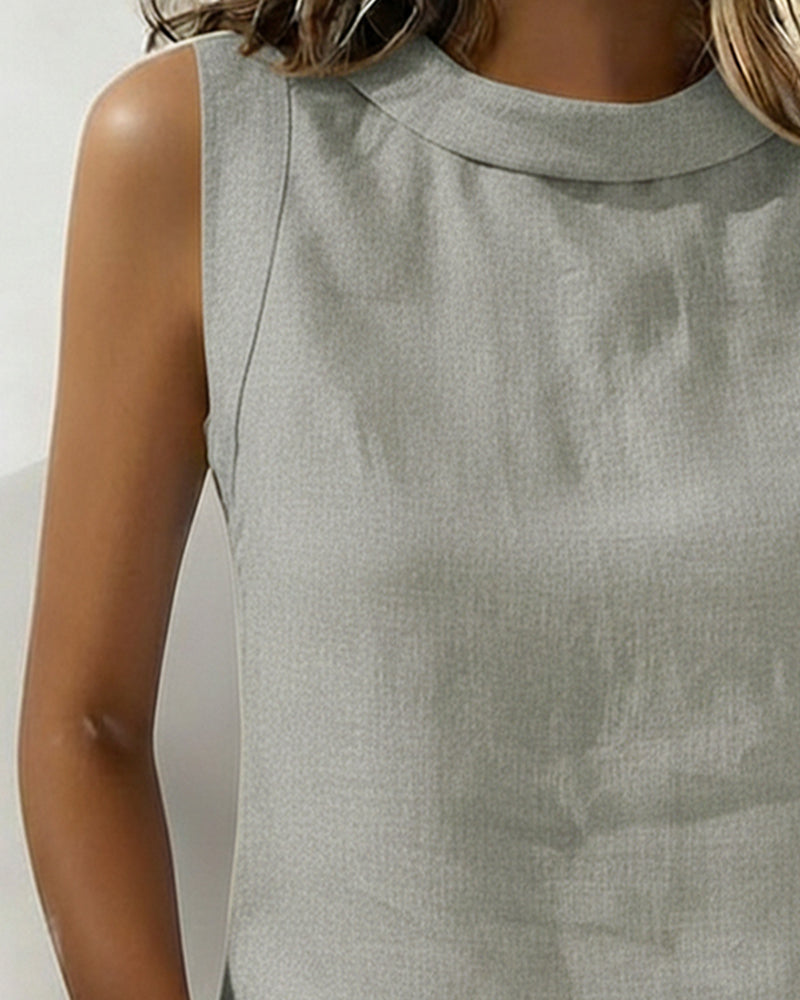 Bluse Ren Bomull Krage Ermløs