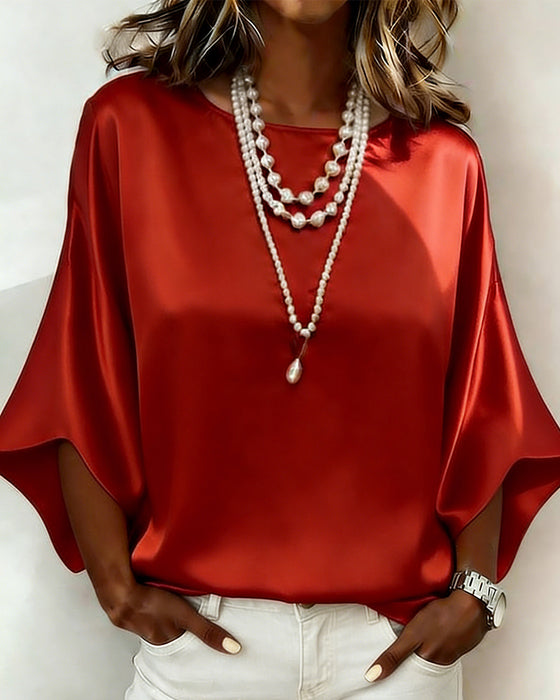 Bluse Sateng Flaggermusermet