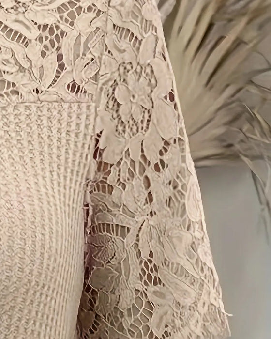 T-Skjorte Blonder Panel Strikket