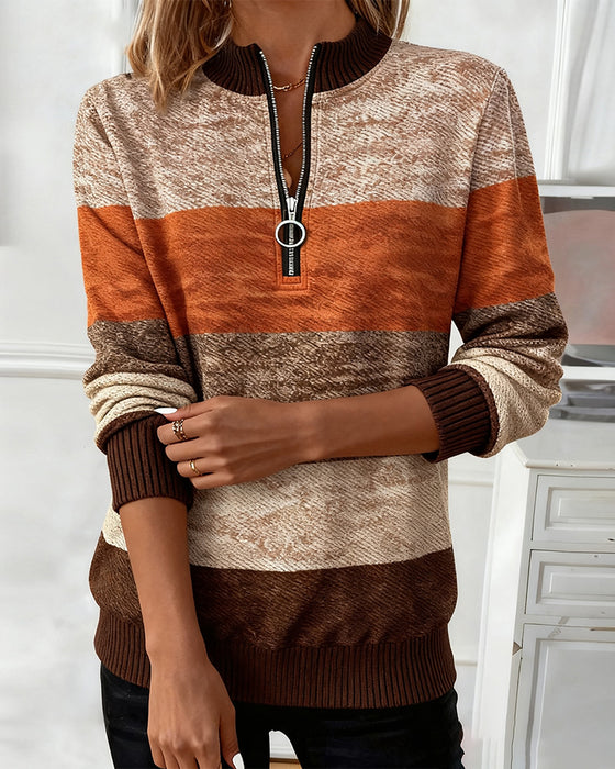 Swearshirt Med Ståkrage Og Striper