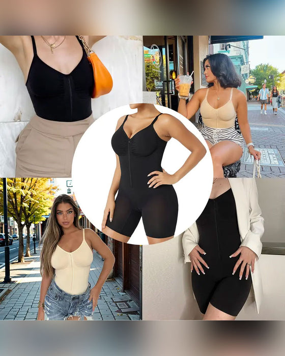 Shapewear for Kvinner Magekontroll Bodysuit Glidelås Komfort Ultra Stretch Stoff