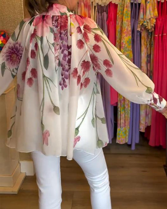 Bluse Lykterm Ermer Casual Trykt