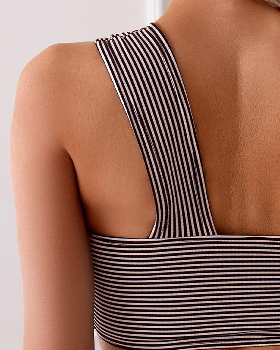 Bikini Smalstripe Off-Shoulder Todelt
